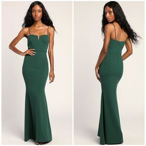 Lulus Finding the One Forest Green Mermaid Maxi Dress Size XL NEW